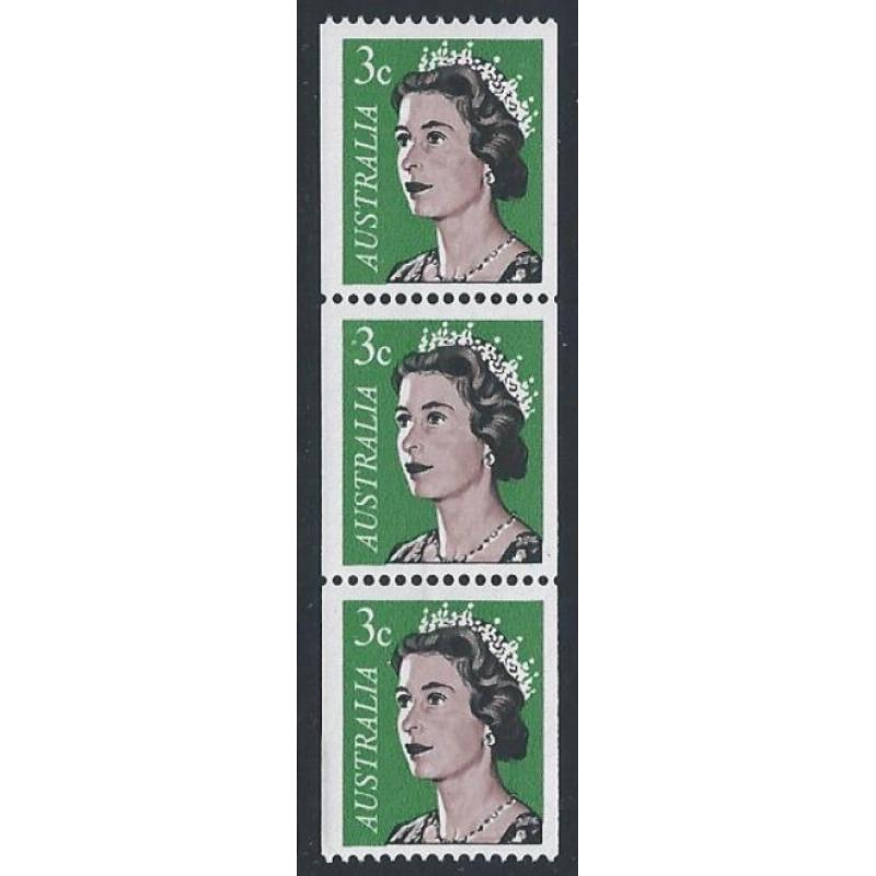 1966 3c coil issue. "white spot to left of 3" variety. SG 404 var. UM