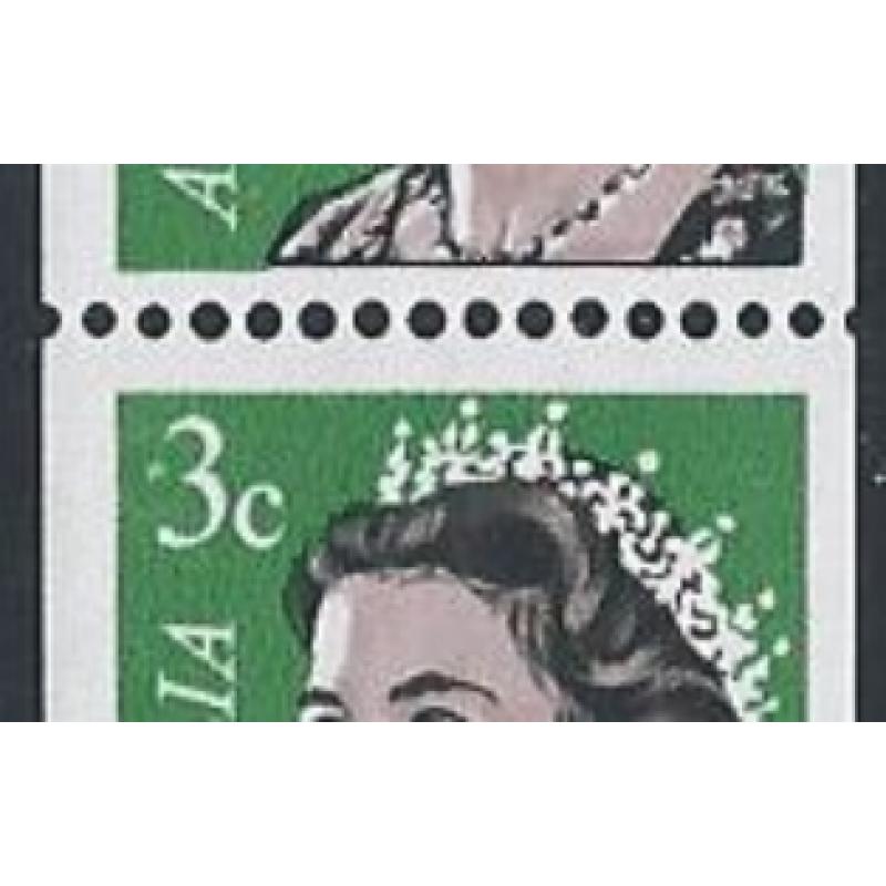 1966 3c coil issue. "white spot to left of 3" variety. SG 404 var. UM