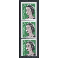1966 3c coil issue. "retouch to right of L" variety. SG 404 var. UM