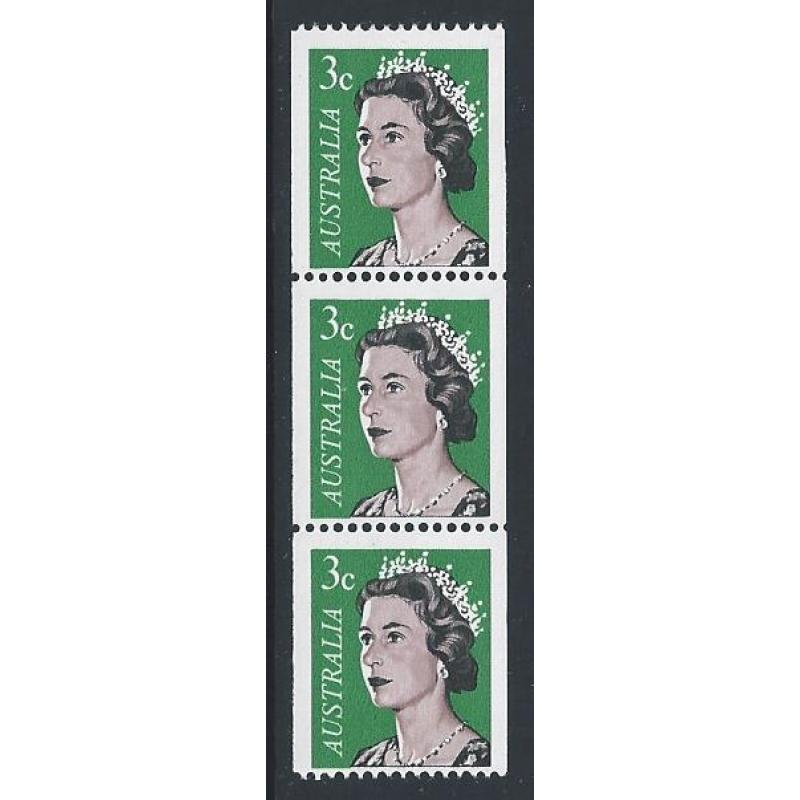 1966 3c coil issue. "retouch to right of L" variety. SG 404 var. UM
