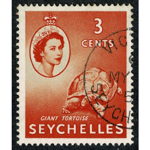 Seychelles. 1954-61 25c vermilion. Fine Used single. SG 180