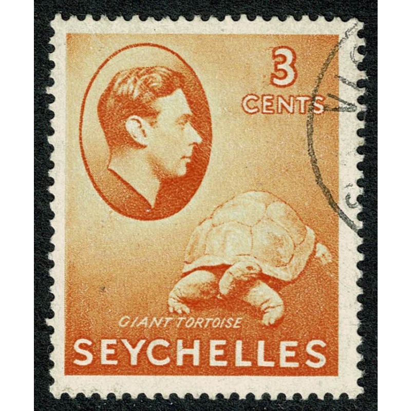 Seychelles. 1938-49  3c orange. Fine Used single. SG 136a