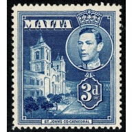 Malta. 1938-43. 3d blue. Mounted Mint. SG 223a