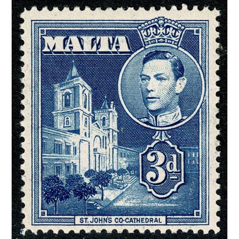 Malta. 1938-43. 3d blue. Mounted Mint. SG 223a