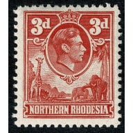 Northern Rhodesia. 1938-52  3d scarlet. Unmounted Mint. SG 35