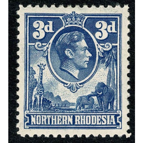 Northern Rhodesia. 1938-52  3d ultramarine. Mounted Mint. SG 34