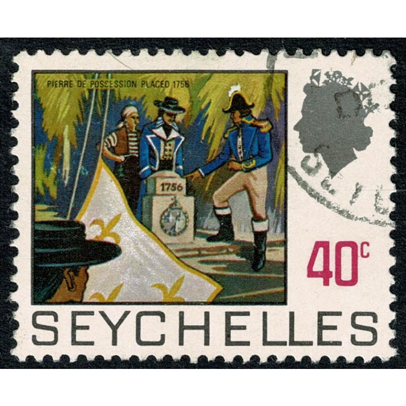 Seychelles. 1969-75 (Whiter Paper). 40c "Laying Stone of Possession". Fine Used SG 268a