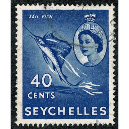 Seychelles. 1954-61 40c ultramarine. Fine Used single. SG 181