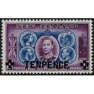 1940 Proclamation of British Sovereignty.1½d light blue & mauve. Surcharge "TENPENCE" SG 662