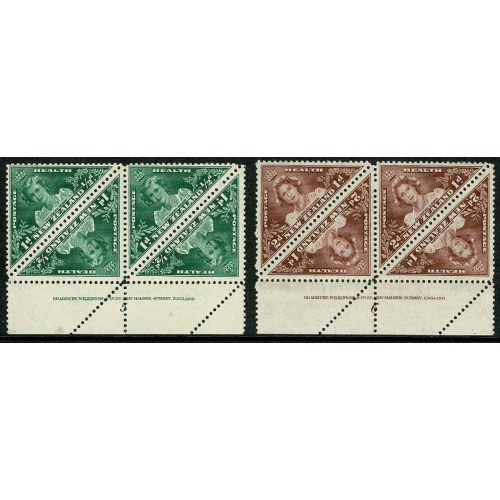 1943 Health Stamps."Princesses"  SG 636-637. Imprint blocks