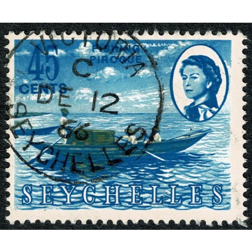 Seychelles. 1962-68 45c "Fishing Pirogue". Fine Used single. SG 203