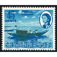 Seychelles. 1962-68 45c "Fishing Pirogue". Unmounted Mint single. SG 203