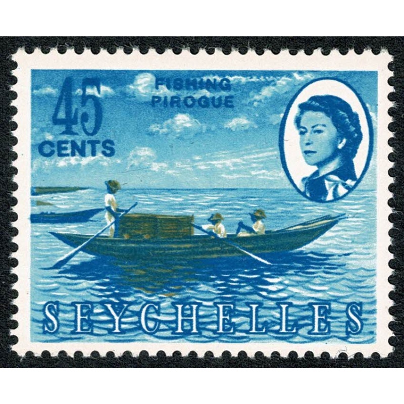 Seychelles. 1962-68 45c "Fishing Pirogue". Unmounted Mint single. SG 203