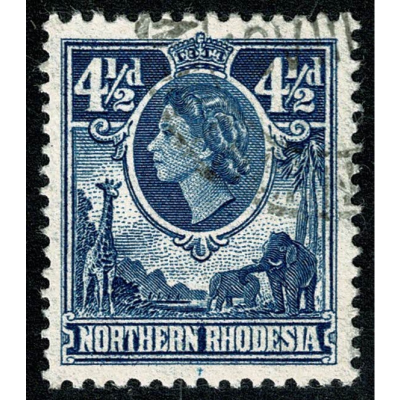 Northern Rhodesia. 1953 4½d deep blue. Fine Used. SG 67