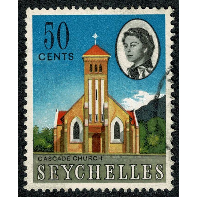 Seychelles. 1962-68 50c "Cascade Church". Fine Used single. SG 204
