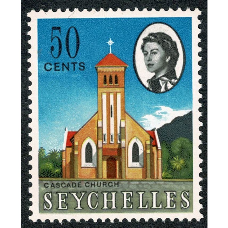 Seychelles. 1962-68 50c "Cascade Church". Unmounted Mint single. SG 204
