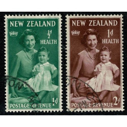 New Zealand. 1950 Health Stamps "Princess Elizabeth & Prince Charles". Used set. SG 701-702