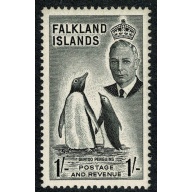 Falkland Islands. 1952 1/- black. UM single SG 180.