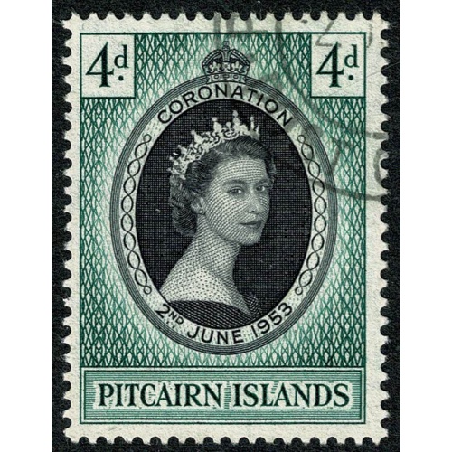 Pitcairn Islands. 1953 Coronation 4d. Fine Used single. SG 17