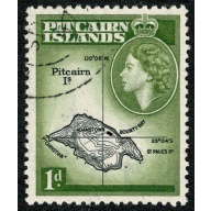 Pitcairn Islands. 1957-63. 1d black & olive green. Fine used single. SG 19