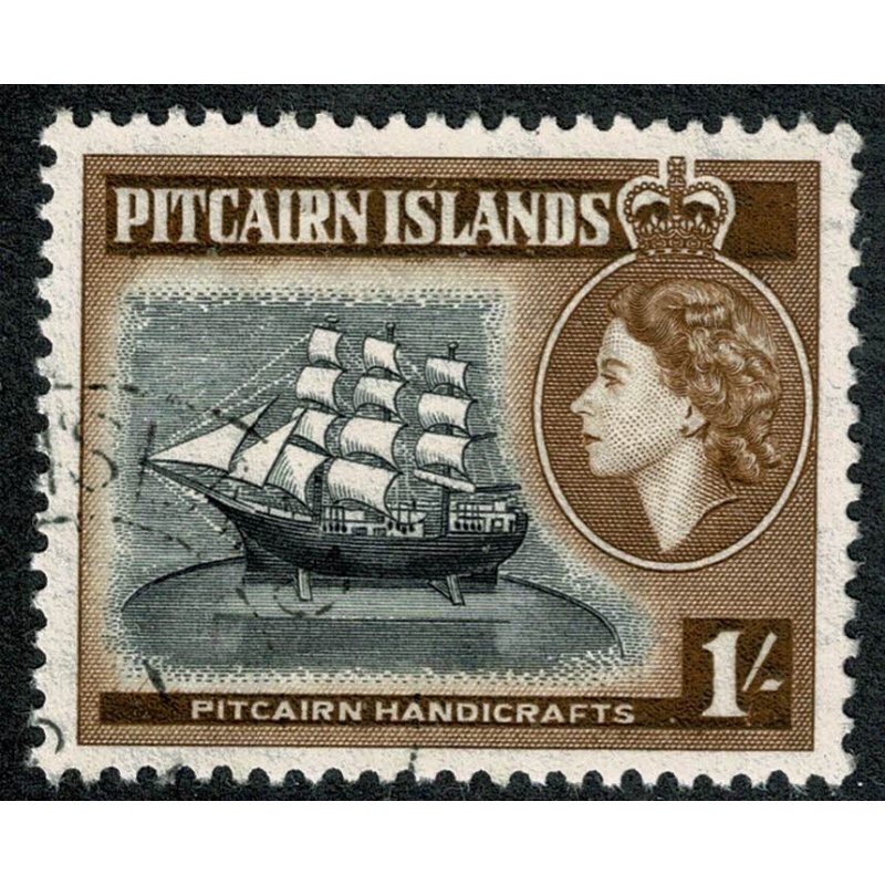 Pitcairn Islands. 1957-63. 1/- black & yellowish-brown. Fine used single. SG 26