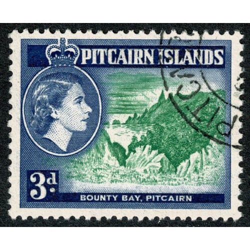 Pitcairn Islands. 1957-63. 3d emerald & deep ultramarine. Fine used single. SG 22