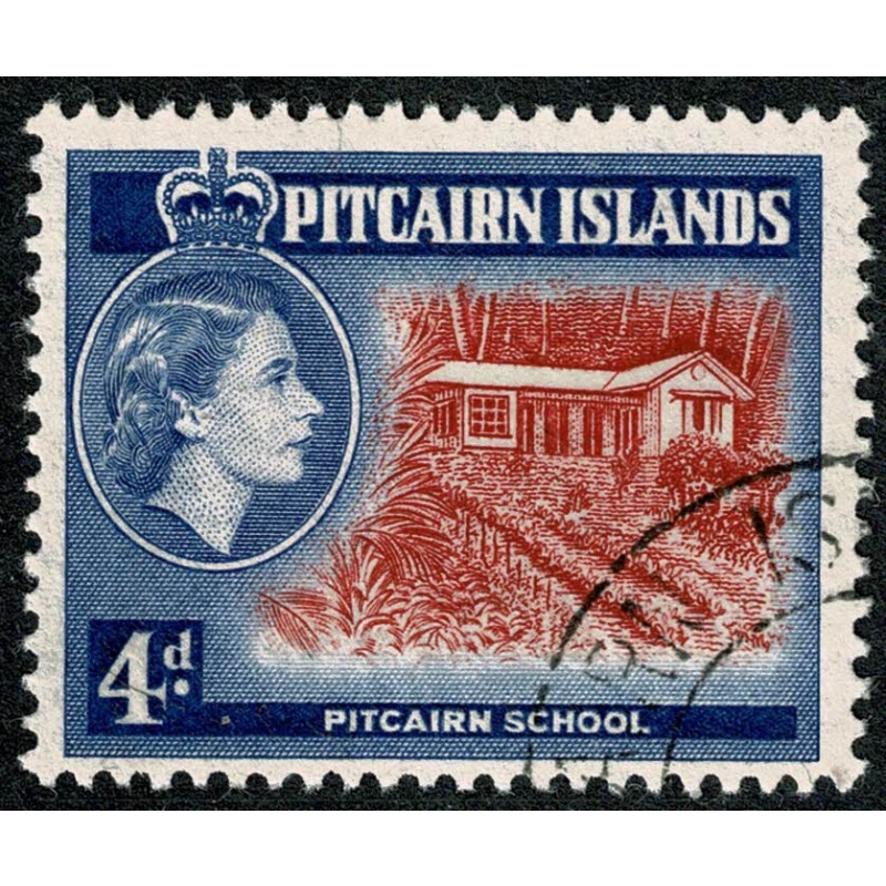 Pitcairn Islands. 1957-63. 4d scarlet & deep ultramarine Type I (Pitcairn School). Fine used single. SG 23