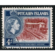 Pitcairn Islands. 1957-63. 4d carmine-red & deep ultramarine Type II (School Teacher's Housel). Fine used single. SG 23a