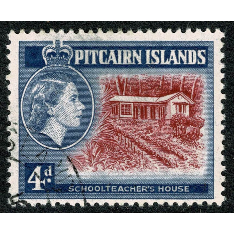 Pitcairn Islands. 1957-63. 4d carmine-red & deep ultramarine Type II (School Teacher's Housel). Fine used single. SG 23a
