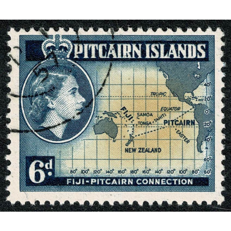 Pitcairn Islands. 1957-63. 6d pale buff & indigo. Fine used single. SG 24