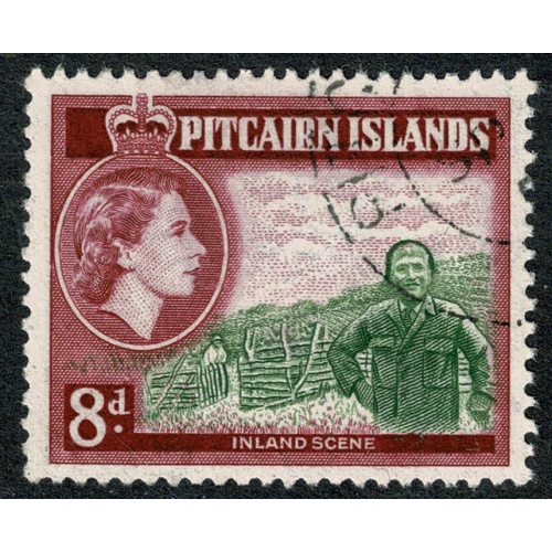 Pitcairn Islands. 1957-63. 8d deep olive-green & carmine lake. Fine used single. SG 25