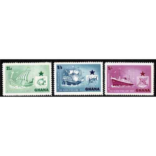 Ghana. 1957 Inauguration of Black Star Shipping Line. SG 182-184