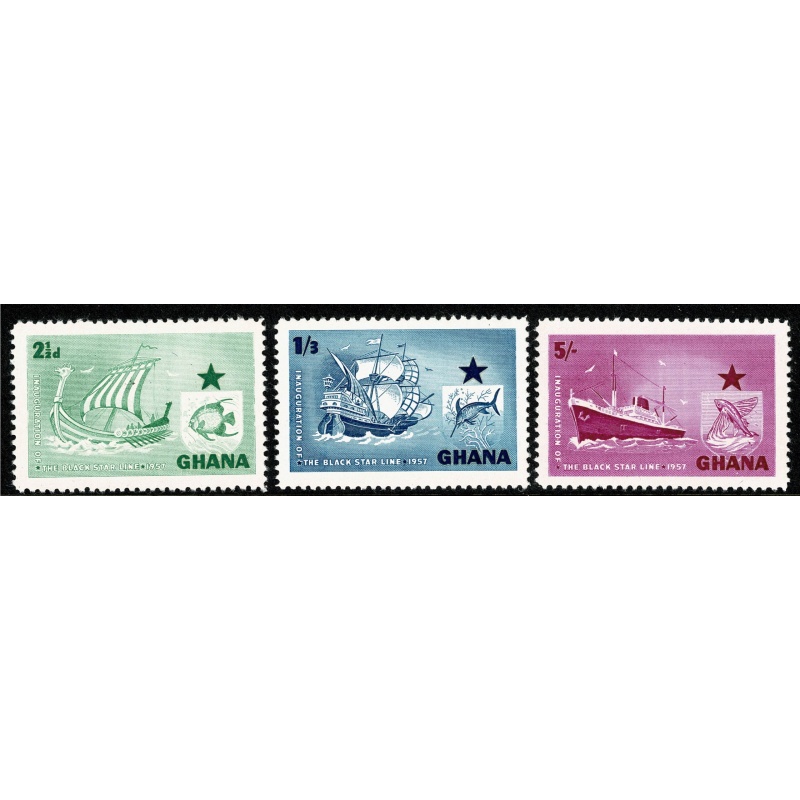 Ghana. 1957 Inauguration of Black Star Shipping Line. SG 182-184