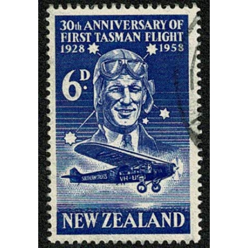 New Zealand. 1958 Air Crossing of Tasman Sea 6d ultramarine. Fine Used single. SG 766