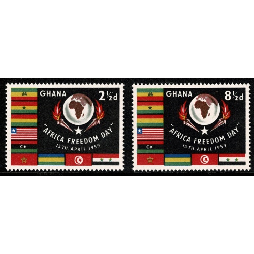 Ghana. 1959 African Freedom Day. Set of 2 values.  SG 211-212