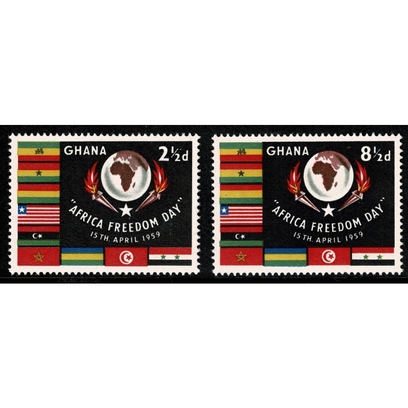 Ghana. 1959 African Freedom Day. Set of 2 values.  SG 211-212