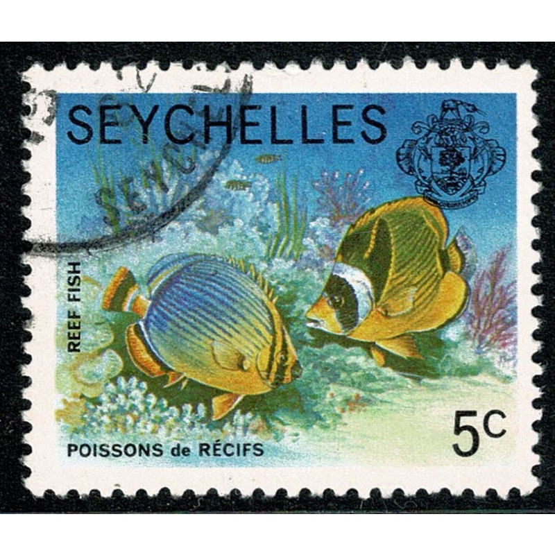 Seychelles. 1977-84 (No Imprint). 5c "Reef fish". Fine Used single. SG 404A