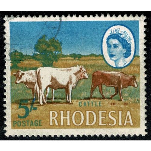 Rhodesia. 1966-68 (Litho). 5/- Cattle. Fine Used. SG 405