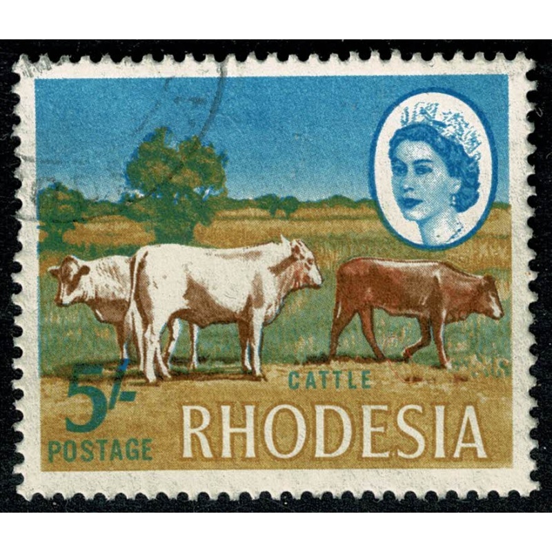 Rhodesia. 1966-68 (Litho). 5/- Cattle. Fine Used. SG 405