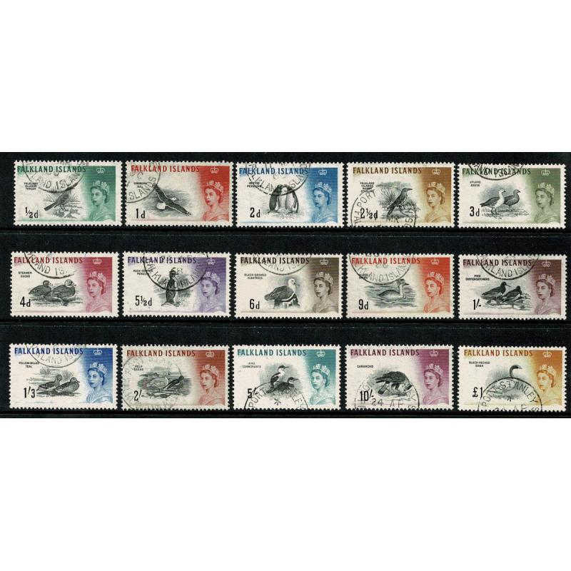 Falkland Islands.1960-66 Birds. Set of 15 values. Waterlow Printing. SG 193/207