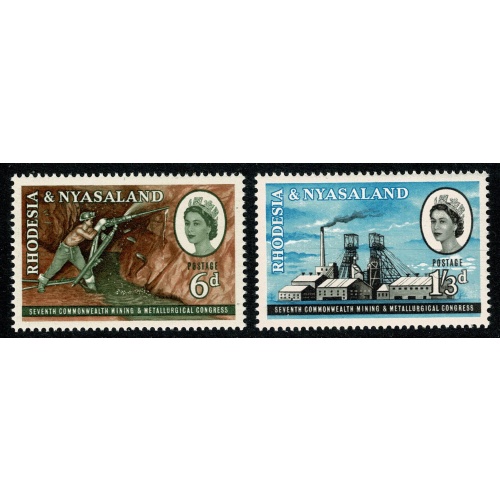 Rhodesia & Nyasaland. 1961 Seventh Commonwealth Mining & Metallurgical Congress. Set of 2 values. Unmounted Mint. SG 38-39