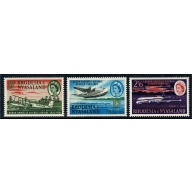 Rhodesia & Nyasaland. 1962 First London-Rhodesia Airmail Service. Set of 3 values. Mounted Mint. SG 40-42