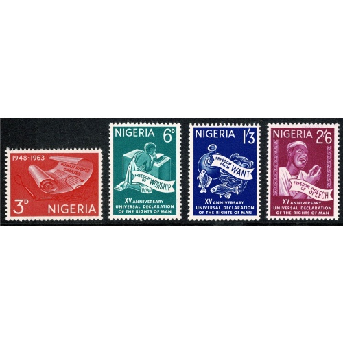 Nigeria. 1963 15th Anniv. Declaration of Human Rights. Set of 4 values. Unmounted Mint. SG 141-144.