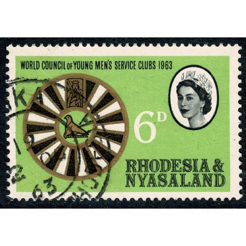 Rhodesia & Nyasaland. 1963 World Council of Young Men's Services Clubs 6d. Fine Used. SG 48