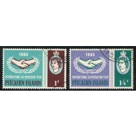 Pitcairn Islands. 1965 International Co-0peration Year. Set of 2 values Fine Used. SG 51-52