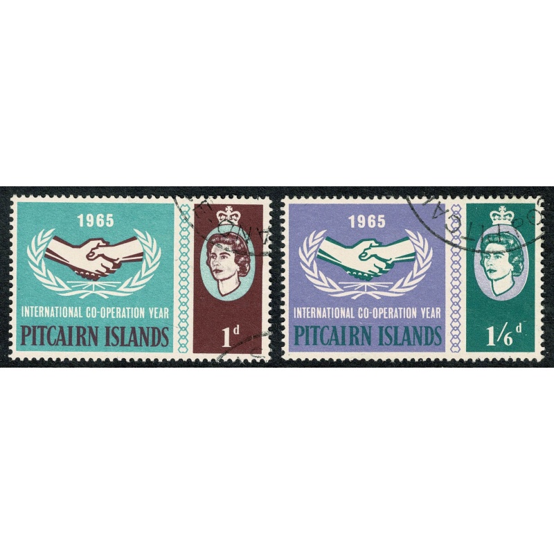 Pitcairn Islands. 1965 International Co-0peration Year. Set of 2 values Fine Used. SG 51-52