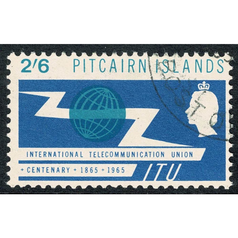 Pitcairn Islands. 1965 I.T.U. Centenary 2/6 value Fine Used. SG 50