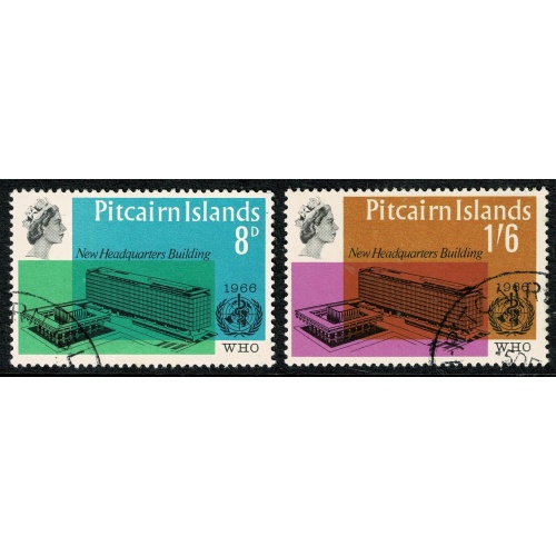 Pitcairn Islands. 1966 Inauguration of WHO Headquarters, Geneva. Set of 2 values Fine Used. SG 59-60