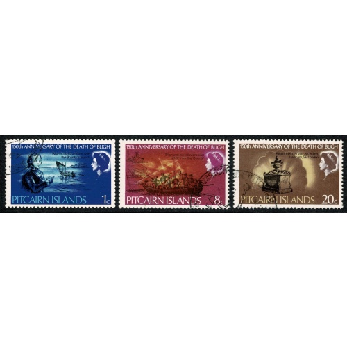 Pitcairn Islands. 1967 150th Death Anniversary Admiral Bligh set of 3 values Fine Used. SG 82-84