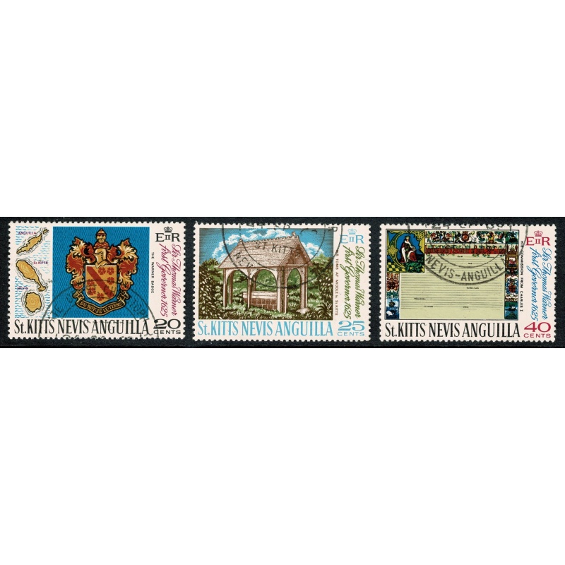 St Kitts-Nevis 1969 Sir Thomas Warner Commemoration. Fine Used set of 3 values SG 199-201
